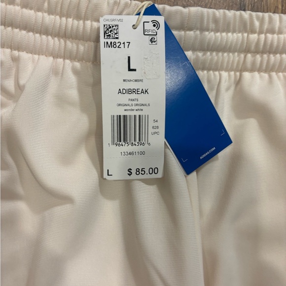 NEW MENS ADIDAS ORIGINALS ADIBREAK BUTTON TRACK PANTS ~SIZE LARGE IM8217 WHITE - Picture 3 of 6